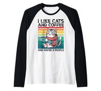 I Like Cats and Coffee and Maybe 3 People Graphic Manche Raglan