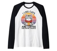 I Like Cats and Coffee and Maybe 3 People Graphic Manche Raglan