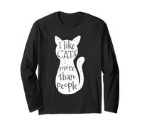 I Like Cats More Than People Graphique Minimaliste Sarcastique Manche Longue