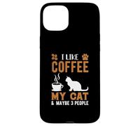 I Like Coffee and My Cat Cafeine Baristas Fun Coffee Lover Coque pour iPhone 15 Plus