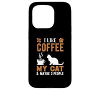 I Like Coffee and My Cat Cafeine Baristas Fun Coffee Lover Coque pour iPhone 15 Pro