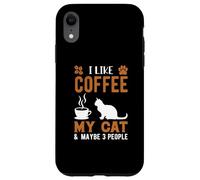 I Like Coffee and My Cat Cafeine Baristas Fun Coffee Lover Coque pour iPhone XR