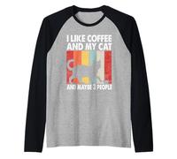 I Like Coffee and My Cat Maybe 3 People Vintage Bengal Cat Manche Raglan