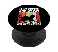 I Like Coffee and My Cat Maybe 3 People Vintage Bengal Cat PopSockets PopGrip Adhésif
