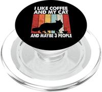 I Like Coffee and My Cat Maybe 3 People Vintage Maine Coon PopSockets PopGrip pour MagSafe