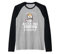 I Like Coffee My Akita Dog Maybe 3 People Funny Dog Lovers Manche Raglan