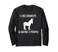 I Like Donkeys & Maybe 3 People Funny Horse Riding Manche Longue