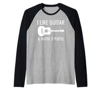 I Like Guitar & Maybe 3 People Funny Music Introverti Guitare Manche Raglan
