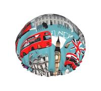 I Like London Bonnet de douche réutilisable double couche pour cheveux non mouillés Grande taille pour toutes les longueurs de cheveux