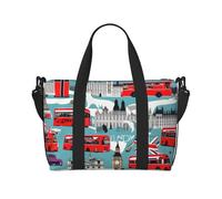 I Like London Sac de voyage à main, sac de sport, sac de nuit, sac de plage, sac de week-end pour homme et femme, noir, taille unique, Noir/blanc, One Size