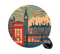 I Like London Tapis de souris rond texturé de qualité supérieure imperméable avec bords cousus pour ordinateur portable, décoration de bureau à domicile, accessoires de bureau