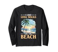I Like Long Walks On The Beach Touriste d'été Manche Longue