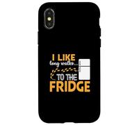I LIKE long walks TO THE FRIDGE Funny Foodie Humor Coque pour iPhone X/XS