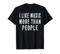 I Like Music More Than People Art Simple Musique Humeur Design T-Shirt