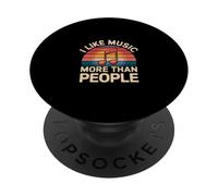 I Like Music More Than People Fan introverti - PopSockets PopGrip Adhésif
