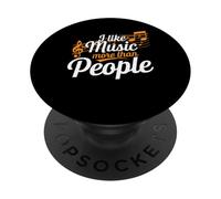 I Like Music More Than People Fan introverti - PopSockets PopGrip Adhésif