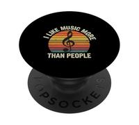 I Like Music More Than People Fan introverti -------- PopSockets PopGrip Adhésif