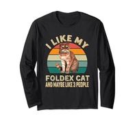 I Like My Foldex Cat Rétro Vintage Funny Cats Lovers Owers Manche Longue