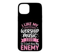 I Like My Worship Music Loud So I Can't Hear My Enemy Coque pour iPhone 15 Plus