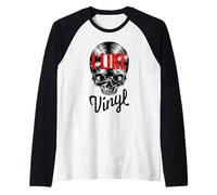 I Like Vinyl Lover Vintage Record Collector Gothic Skull Manche Raglan