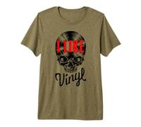 I Like Vinyl Lover Vintage Record Collector Gothic Skull T-Shirt Haut de Gamme