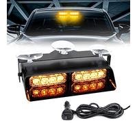 I LITTON 12V Gyrophare Voiture Ambre Feu Stroboscopique D'avertissement 16 Modes de Clignotement Lampe Stroboscopique LED D'intérieur de Pare-Brise de Voiture pour Camion Tracteur