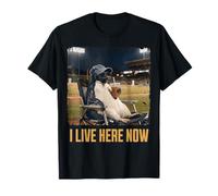 I Live Here Now Funny King Penguin Baseball Ballfield T-Shirt