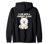 I Live with A Samoyed Cloud Samoyède Owner Dog Lover Sweat à Capuche