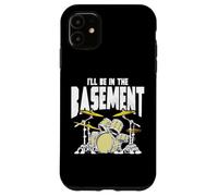 I’LL Be in The Basement Retro Drum Kit Music Artwork Coque pour iPhone 11