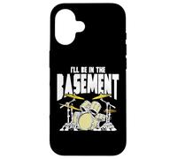 I’LL Be in The Basement Retro Drum Kit Music Artwork Coque pour iPhone 16