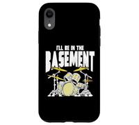 I’LL Be in The Basement Retro Drum Kit Music Artwork Coque pour iPhone XR