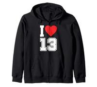 I Love 13 Number 13th Birthday Maillot de Football pour Fan de Sport Sweat à Capuche