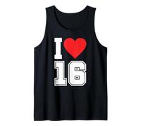 I Love 16 Number 16th Birthday Maillot de Football pour Fan de Sport Débardeur