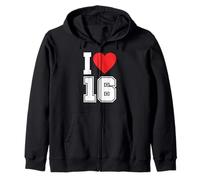 I Love 16 Number 16th Birthday Maillot de Football pour Fan de Sport Sweat à Capuche