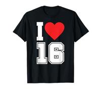 I Love 16 Number 16th Birthday Maillot de Football pour Fan de Sport T-Shirt