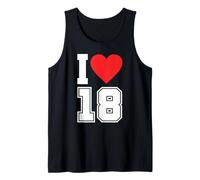 I Love 18 Number 18th Birthday Maillot de Football pour Fan de Sport Débardeur