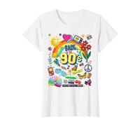 I Love 90's, Retro Back to 90's Stuff Illustration Graphic T-Shirt Graphique avec Valeur, Femme, Blanc, M