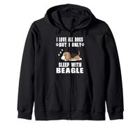 I Love All Dogs But I Only Sleep with Beagle Dog Puppy Lover Sweat à Capuche