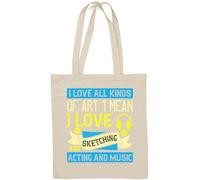 I love all kinds of art. I mean, I love sketching and play and music Sac fourre-tout en coton naturel Blanc