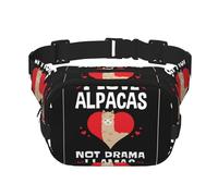 I Love Alpagas Sac banane carré double couche avec sangle réglable pour course à pied, voyage, randonnée, Noir , Taille unique