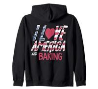 I Love America and Baking Patriotic Kitchen Humour Sweat à Capuche