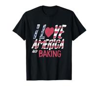 I Love America and Baking Patriotic Kitchen Humour T-Shirt