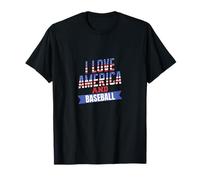 I Love America and Baseball Stars Stripes Rouge/blanc/bleu T-Shirt