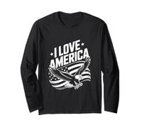 I Love America Bold Eagle Stars Stripes Manche Longue