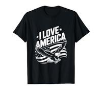 I Love America Bold Eagle Stars Stripes T-Shirt Graphique avec Valeur, Homme, Noir, M