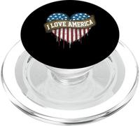 I Love America Drapeau américain du 4 Juillet - Jour de l'indépendance T PopSockets PopGrip pour MagSafe