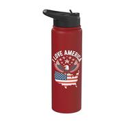 I Love America Eagle Carte étoiles Stainless Steel Insulated Water Bottle