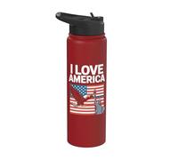 I Love America Statue aigle Liberty Stainless Steel Insulated Water Bottle