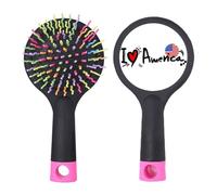 I Love America World Flag Heart Salon Brosse à cheveux démêlante Base coussin