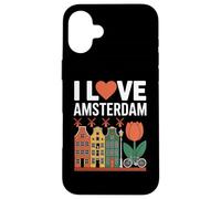 I Love Amsterdam Tulip Canal House Vélo Coque pour iPhone 16 Plus